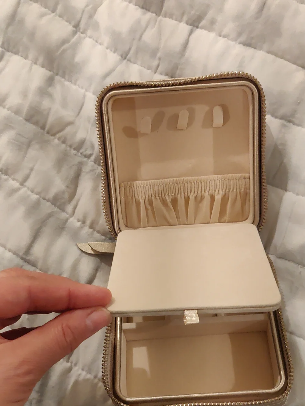 Wolf Leather Travel Zip Jewelry Case Italy Champagne Mirror Luxury Y2K Cottageco
